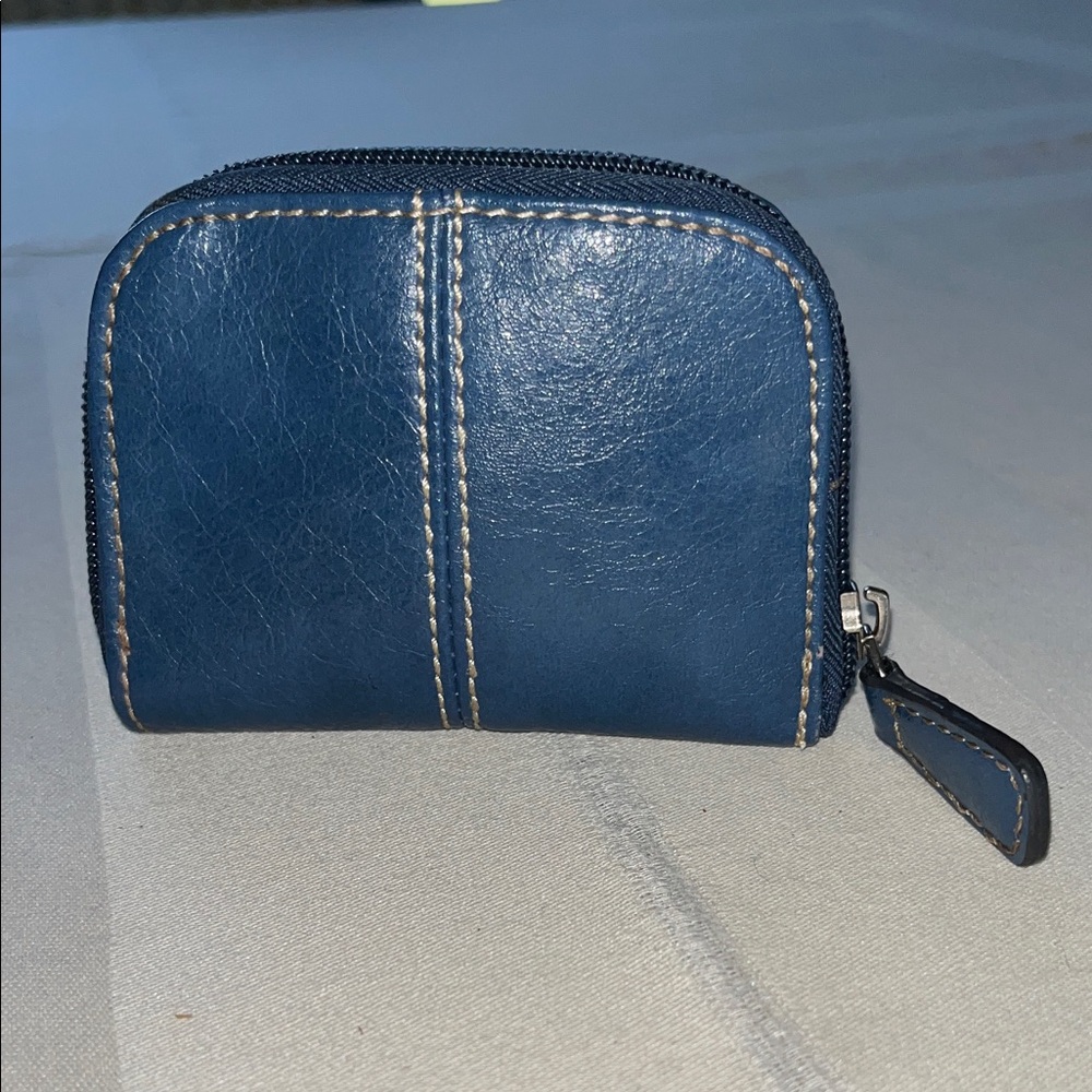 Elegant Franco Sarto Zip-Around Coin Purse Navy Leather Wallet Unisex